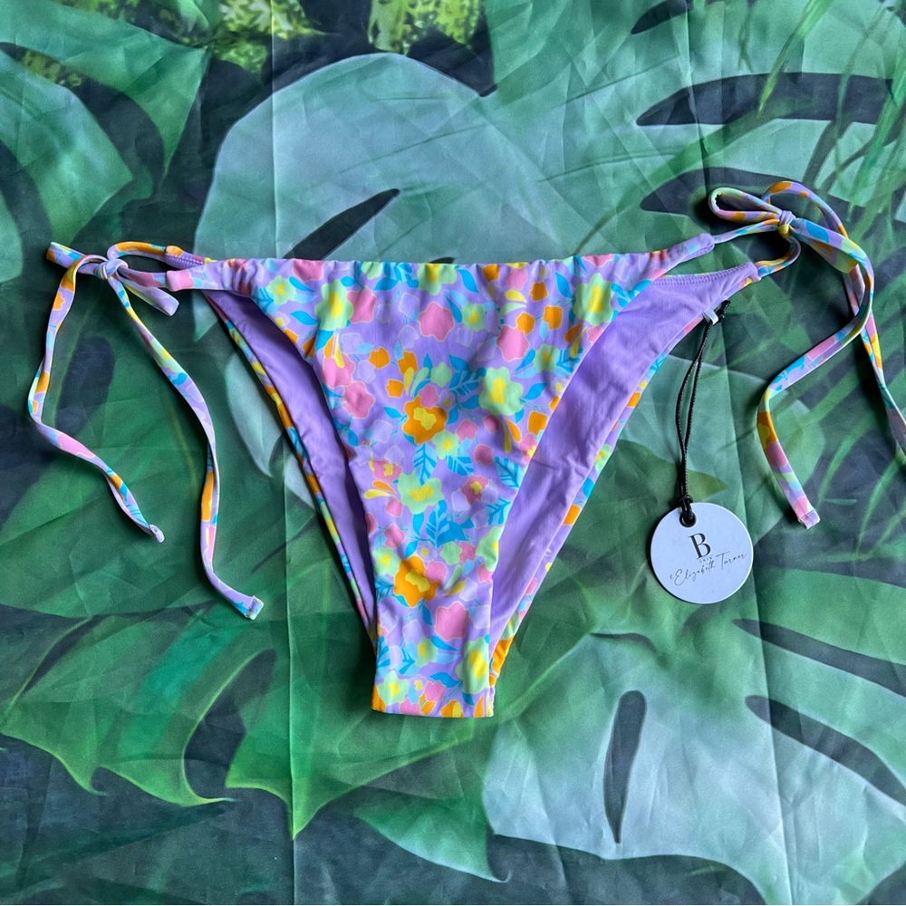NEW B.Swim x Elizabeth Turner Revolve Floral Jade Blossom Bikini Bottom Large